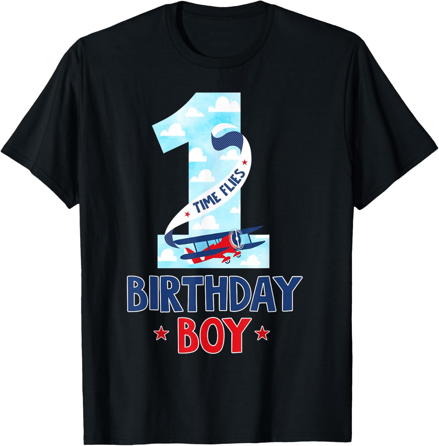 1 Year Old Birthday Outfit Boy Airplane Pilot 1st Bday T-Shirt - T-Shirt | Black