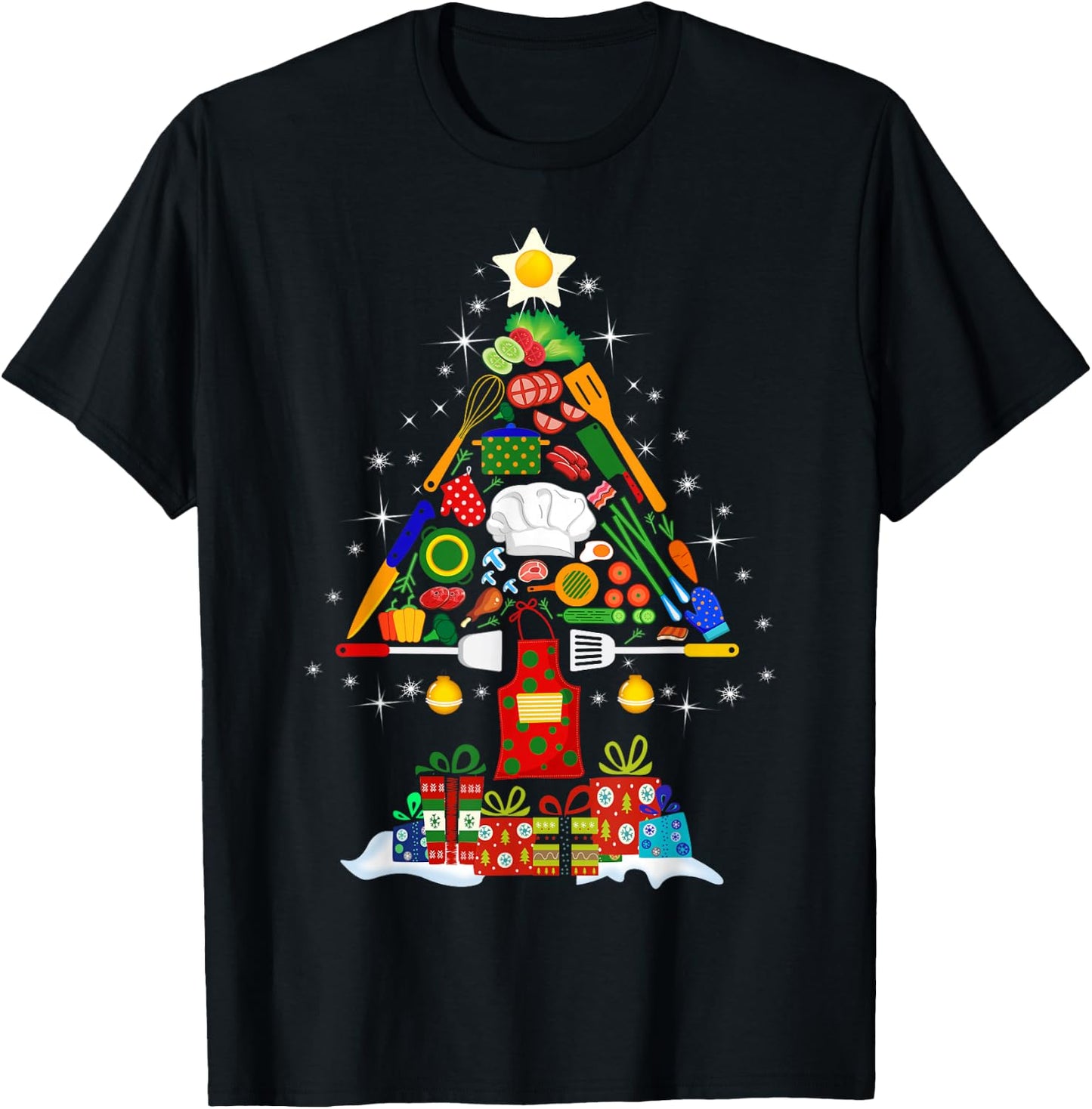 Christmas Tree Chef Cooking Novelty Funny Cook Women T-Shirt - T-Shirt | Black