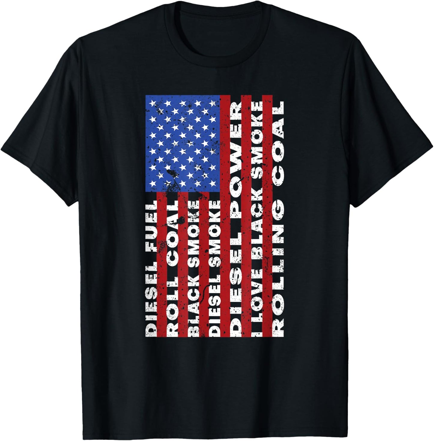 American Flag Diesel Power Roll Coal USA Trucker Gift T-Shirt - T-Shirt | Black