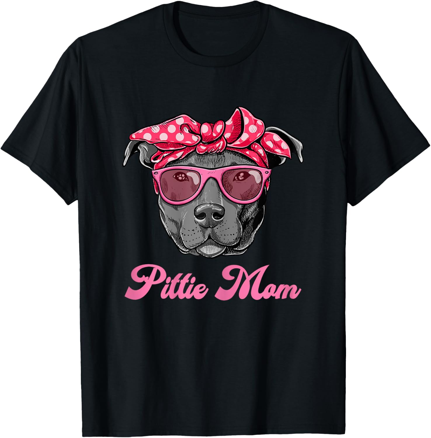 Funny PITTIE MOM Women Cool Pitbull Dog Retro T-Shirt - T-Shirt | Black