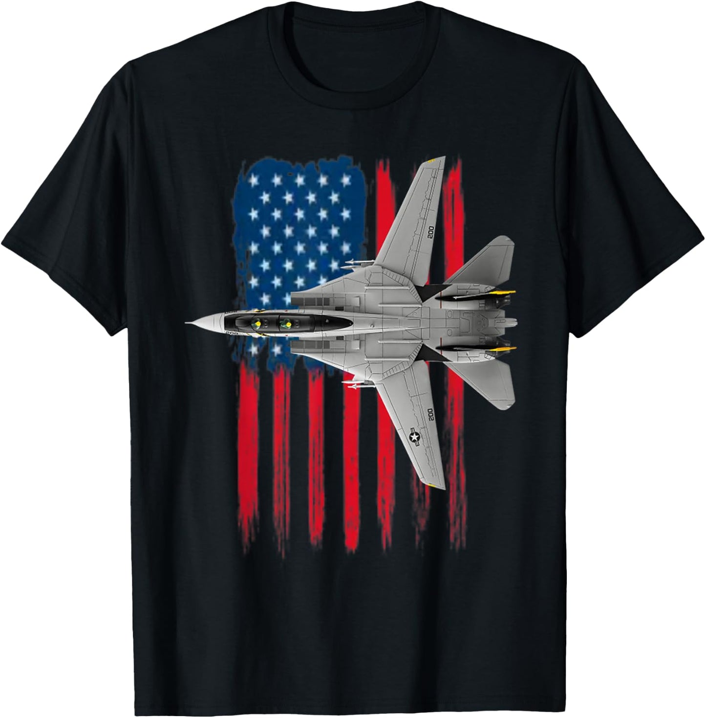 A Patriotic Navy F-14 Tomcat and the American flag. T-Shirt - T-Shirt | Black