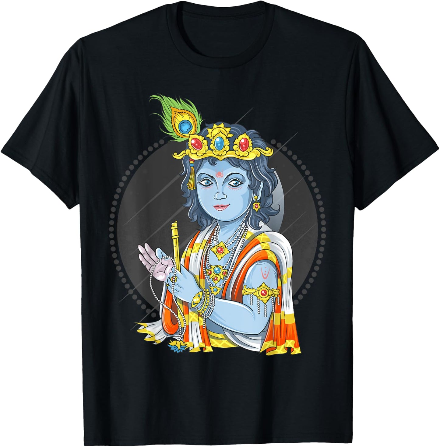 Diwali Hindu God Lord Krishna T-Shirt - T-Shirt | Black