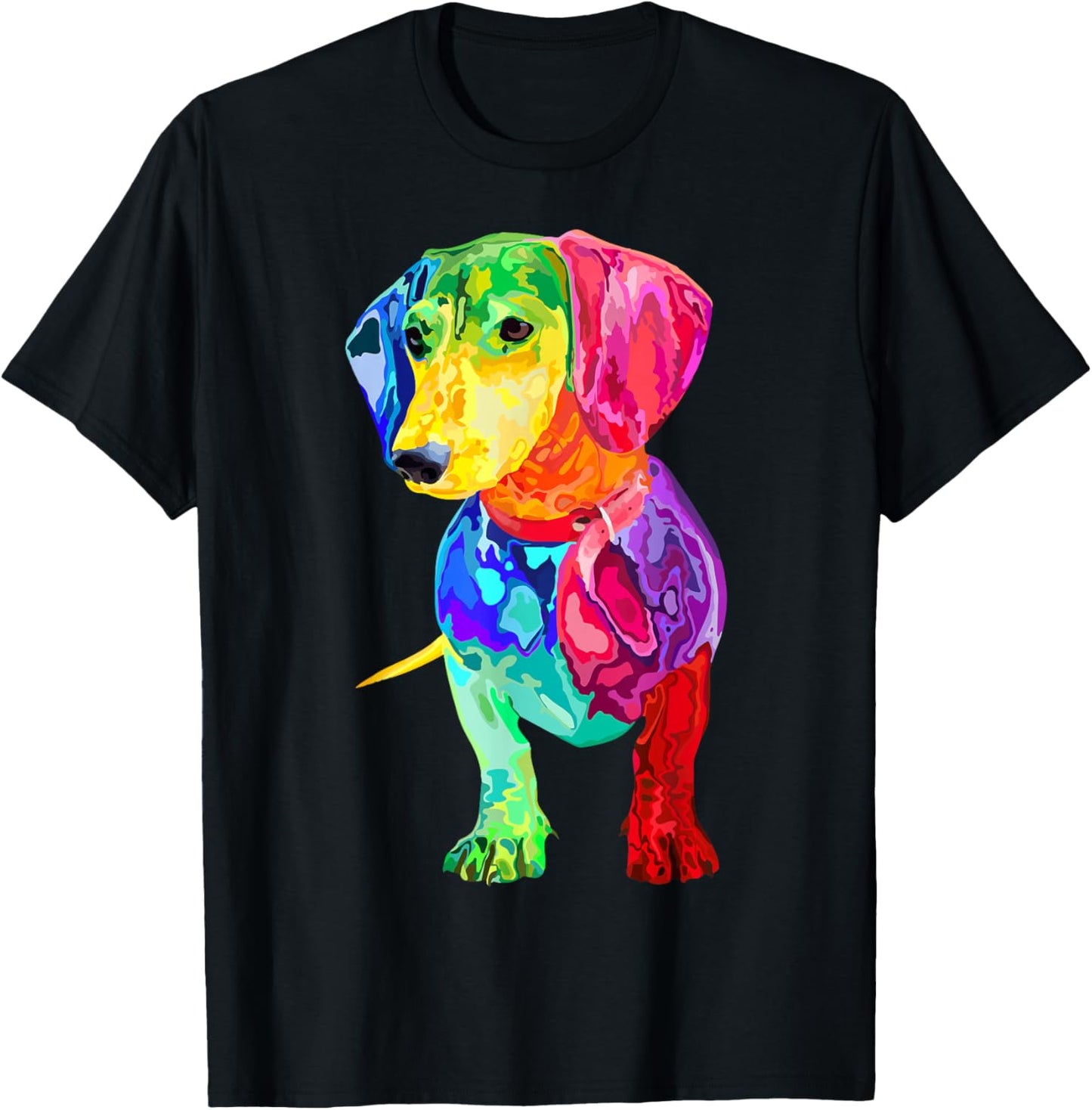Dog Lover Gifts Dachshund for Colorful Wiener Dog Men Small T-Shirt - T-Shirt | Black