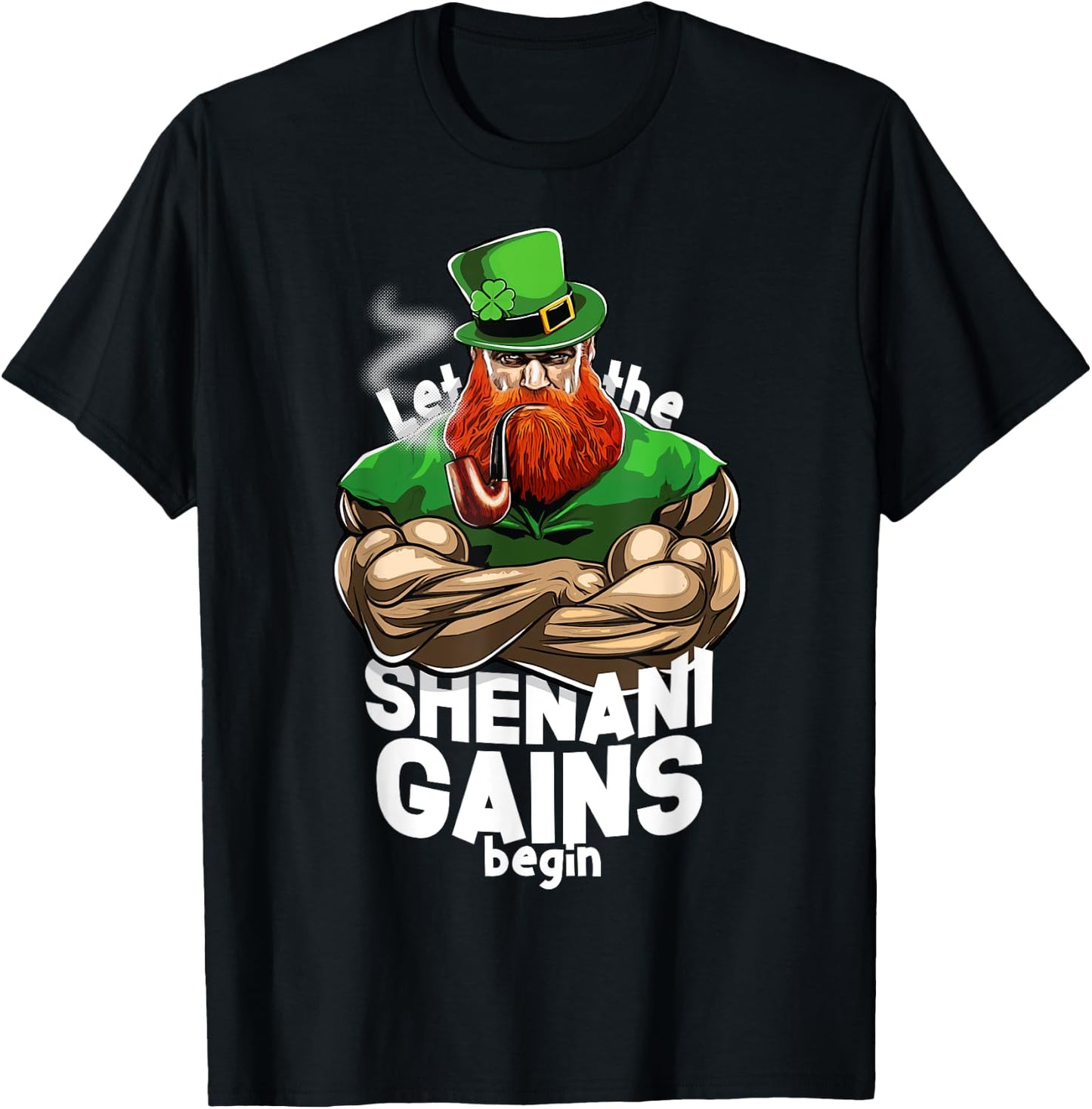 St Patricks Day T Shirt Jacked Leprechaun Time to make GAINS T-Shirt - T-Shirt | Black