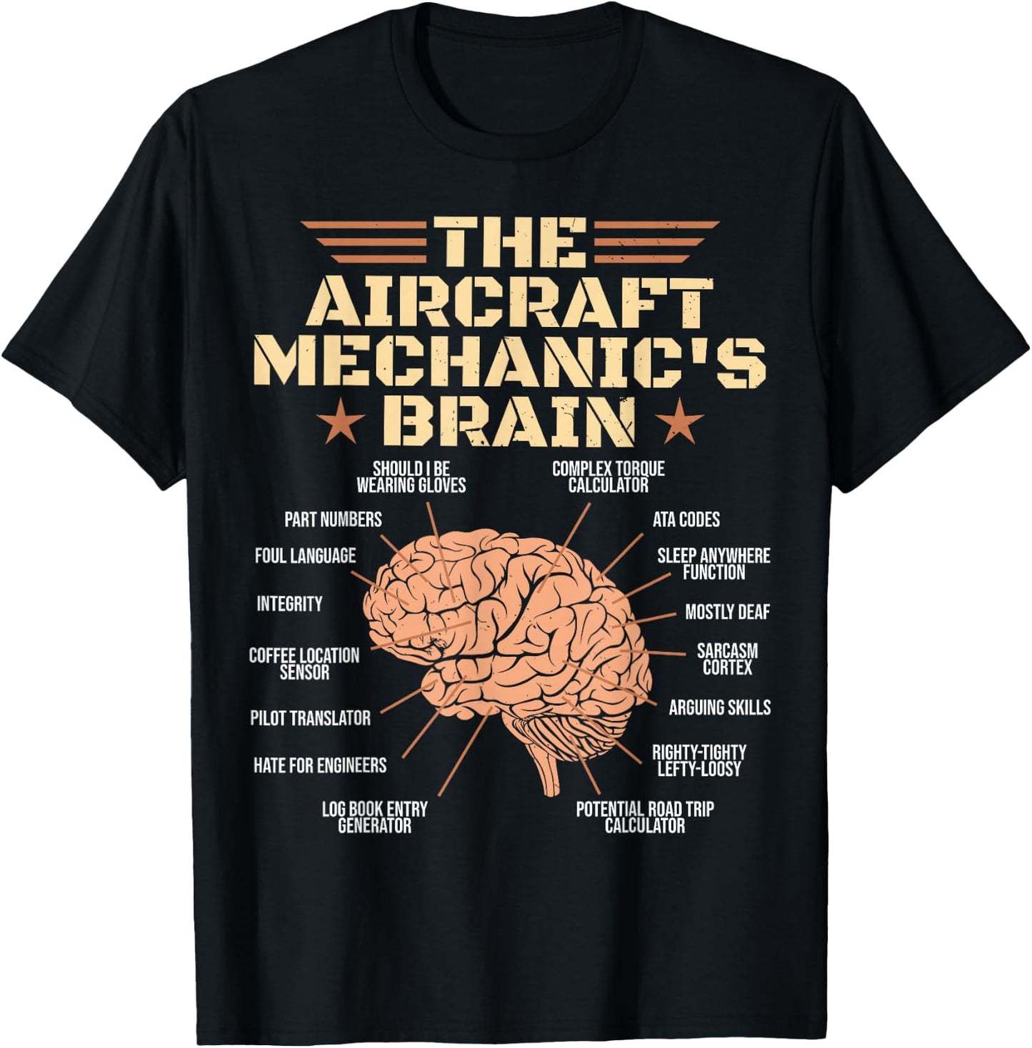 Aircraft Mechanics Brain Shirt Aviation T-Shirt - T-Shirt | Black