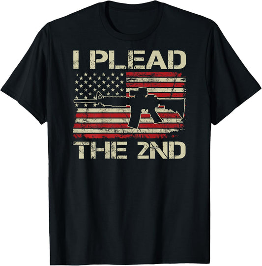 I Plead The 2nd Amendment - Vintage USA AR15 Flag (ON BACK) T-Shirt - T-Shirt | Black