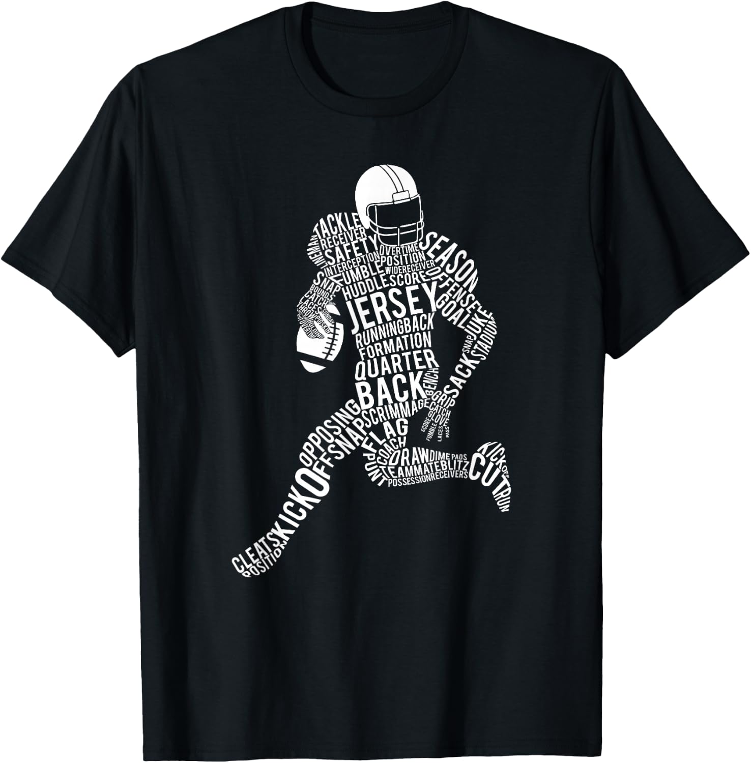 Football Player Typography T-Shirt - T-Shirt | Black