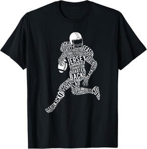 Football Player Typography T-Shirt - T-Shirt | Black