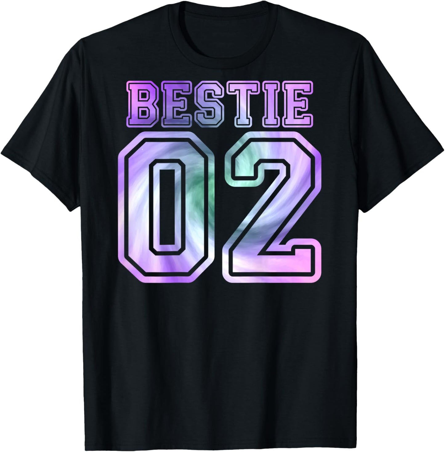 BFF 02 Best Friend Matching Bestie Tie Dye (On Back) T-Shirt - T-Shirt | Black