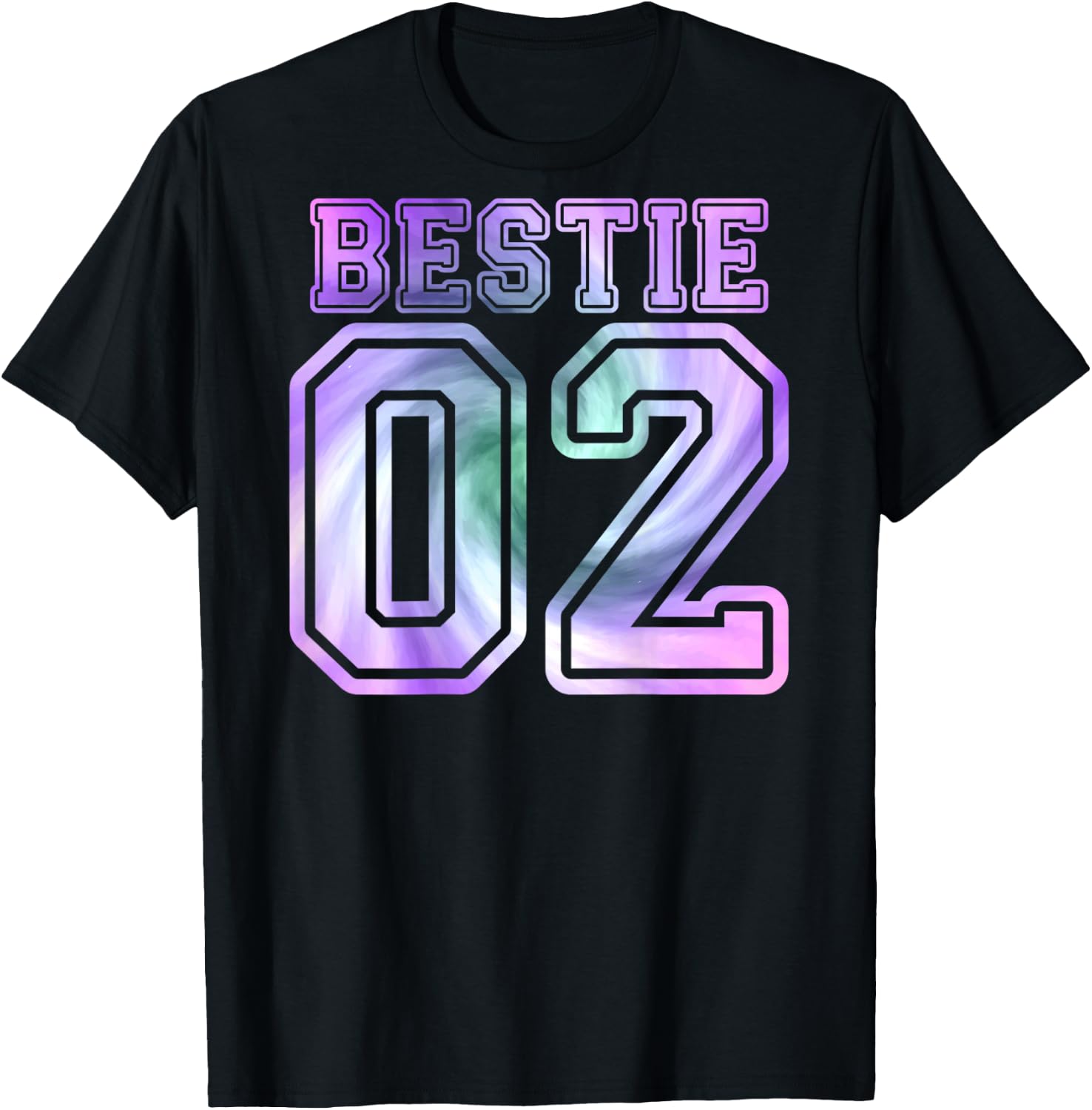 BFF 02 Best Friend Matching Bestie Tie Dye (On Back) T-Shirt - T-Shirt | Black