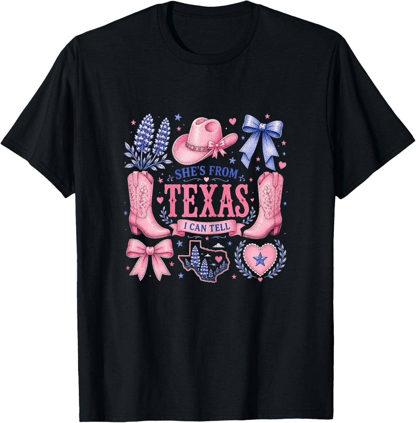 Shes from Texas I Can Tell State Southern Girls Texas Pride T-Shirt - T-Shirt | Black