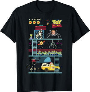 Disney Pixar Toy Story 8-Bit Video Game Scene T-Shirt - T-Shirt | Black