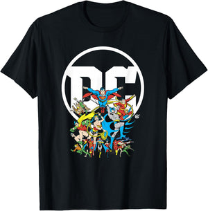 DC Comics Character Group Logo Poster T-Shirt - T-Shirt | Black