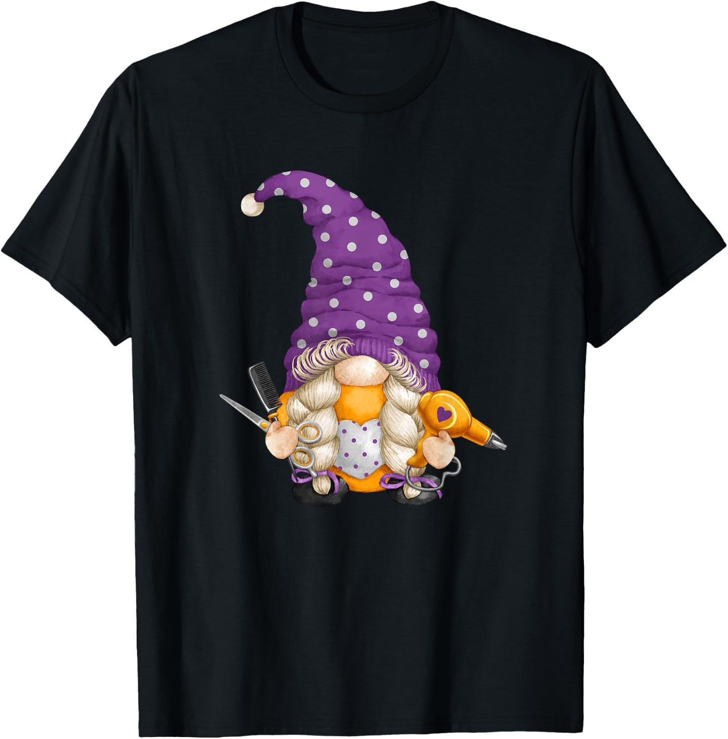 Cute Hairdresser Gnome Who Loves Styling & Gnomies T-Shirt - T-Shirt | Black