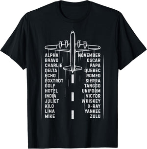 Phonetic Alphabet Pilot Airplane Aviation Vintage Gifts Men T-Shirt - T-Shirt | Black