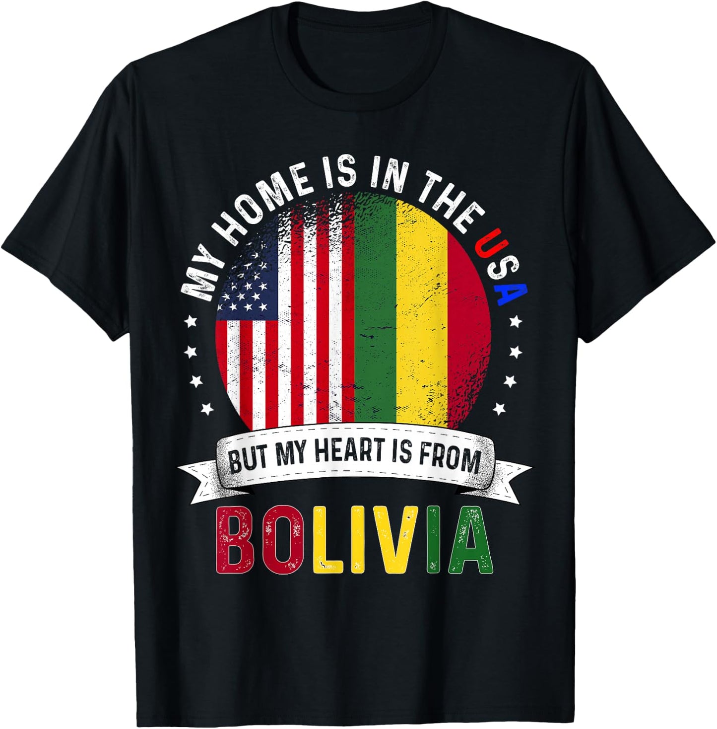Bolivian American Patriot Heart is from Bolivia Flag T-Shirt - T-Shirt | Black