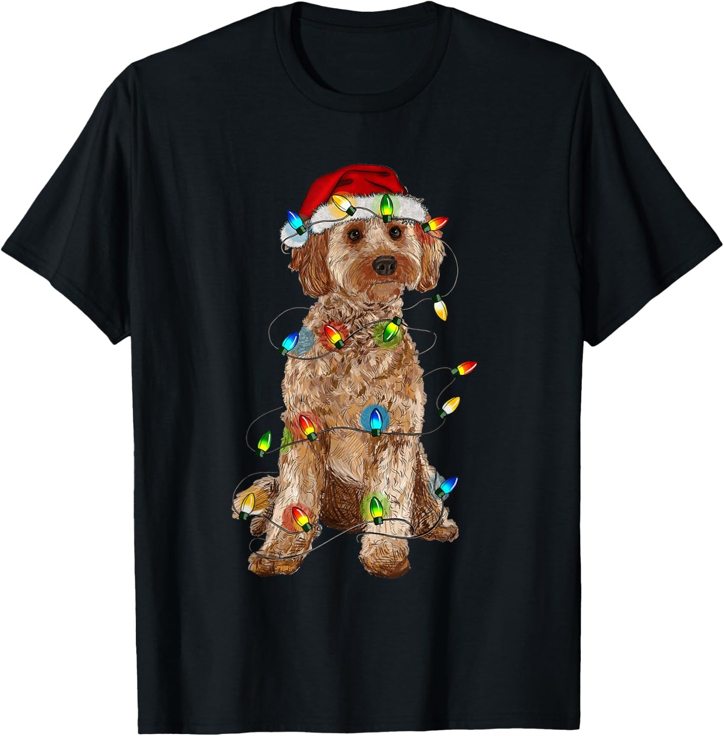Cockapoo Christmas Tree Light Pajama Dog Lover Xmas Funny T-Shirt - T-Shirt | Black