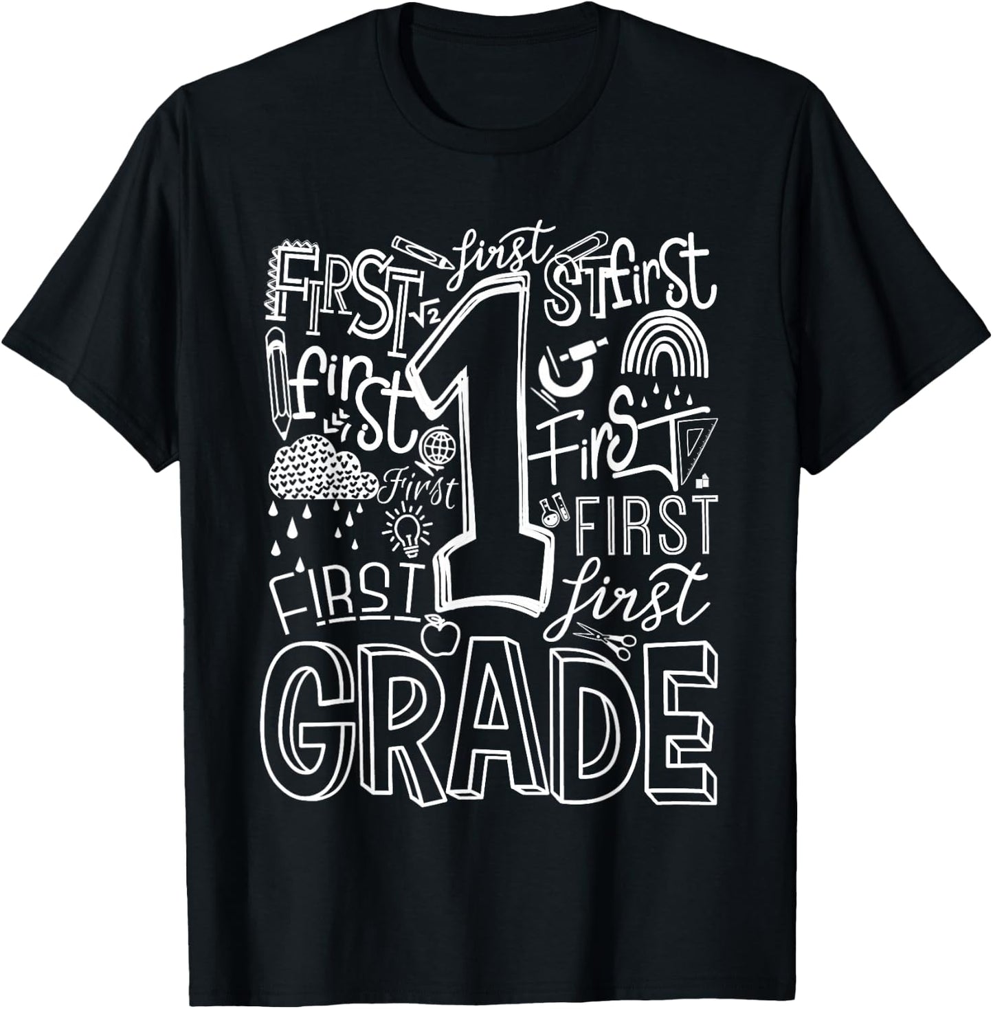 Typography 1st Grade Team Student Teacher T-Shirt - T-Shirt | Black
