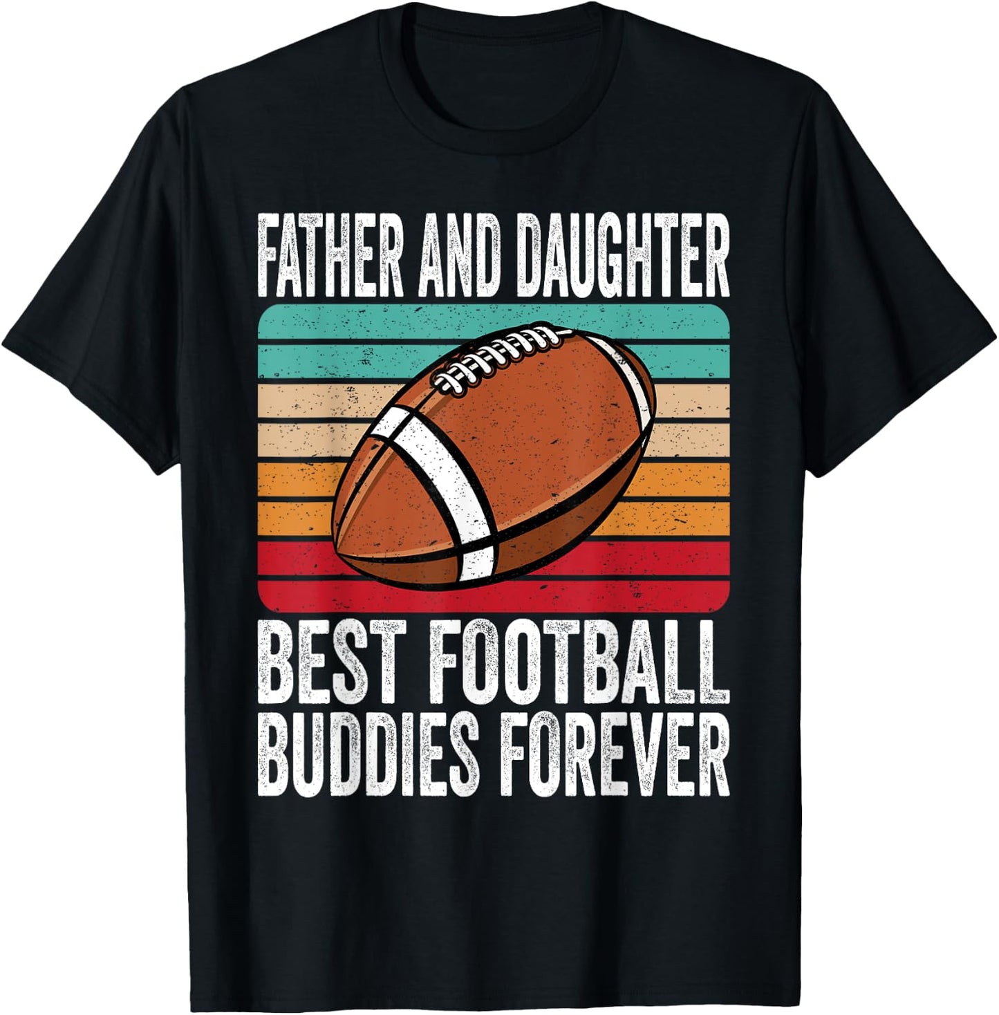 Vintage Father And Daughter Best Football Buddies Forever T-Shirt - T-Shirt | Black
