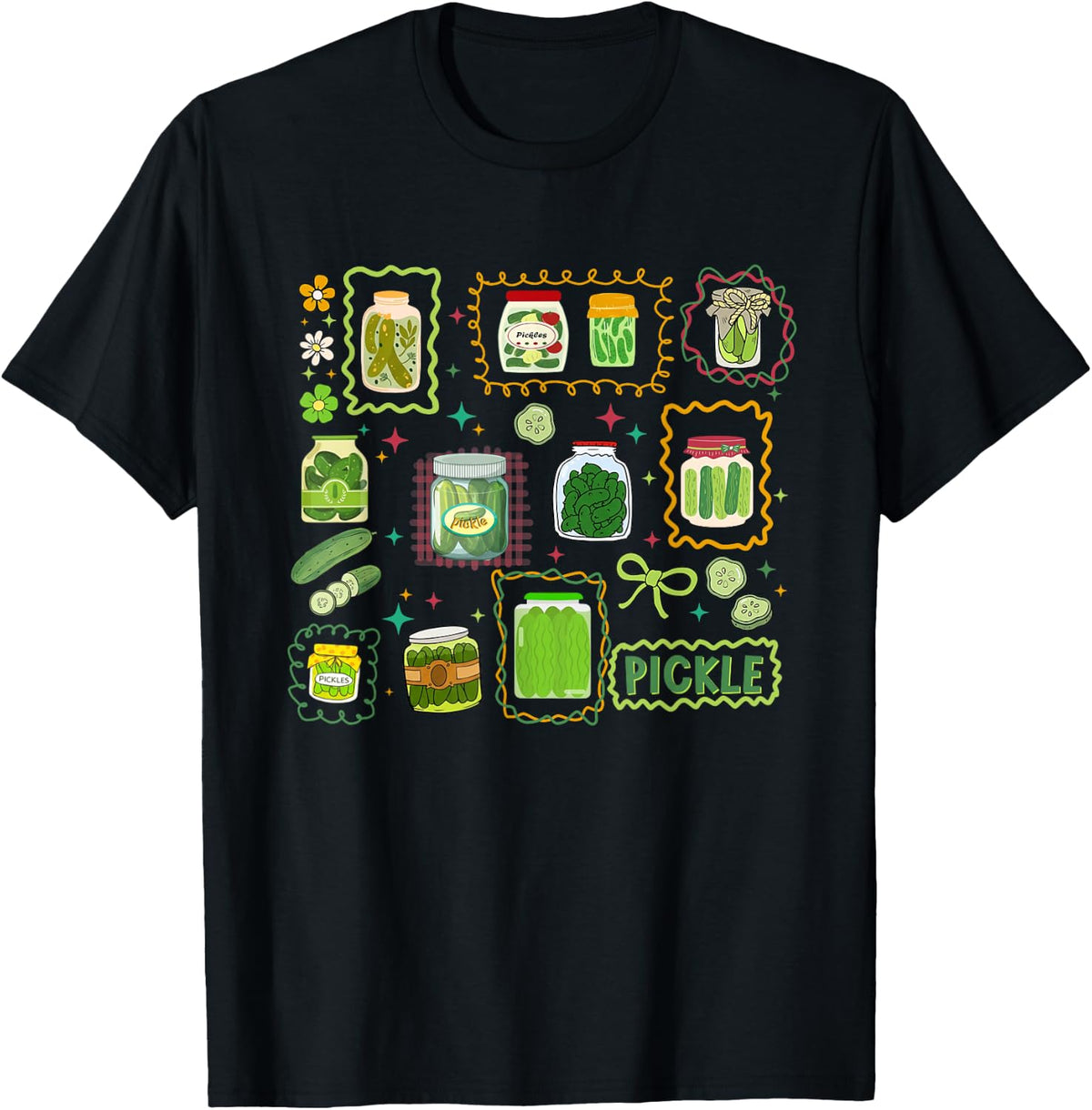 Preppy Canned-Pickles Jar Canning Season Bow Women Girls T-Shirt - T-Shirt | Black
