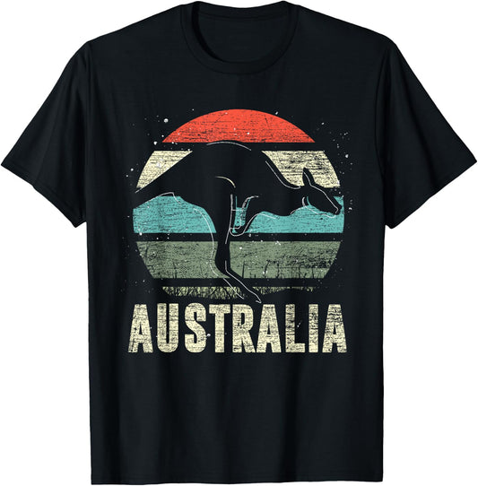 Kangaroo Aussie Zoo Animal Lover Retro Australia T-Shirt - T-Shirt | Black