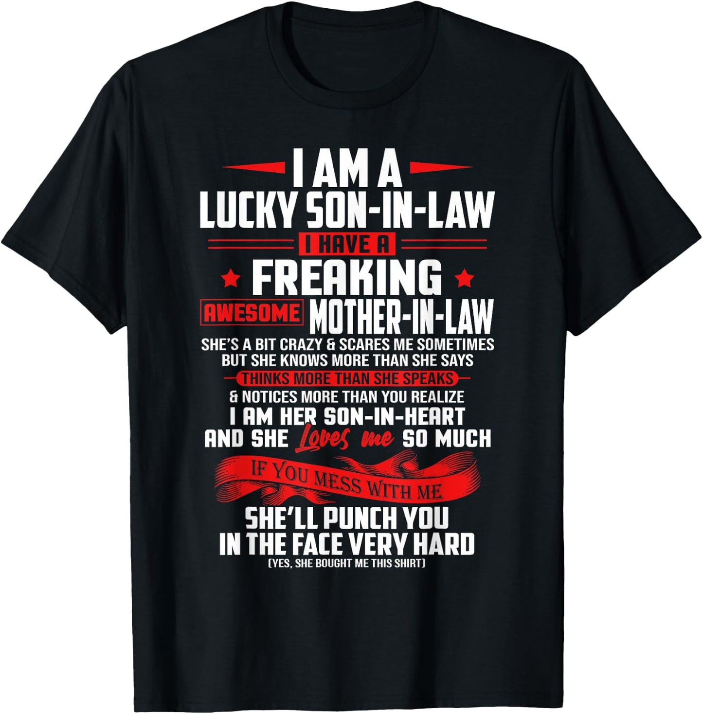 Lucky Son-In-Law Of Mother-In-Law I Love My Mother In Law T-Shirt - T-Shirt | Black
