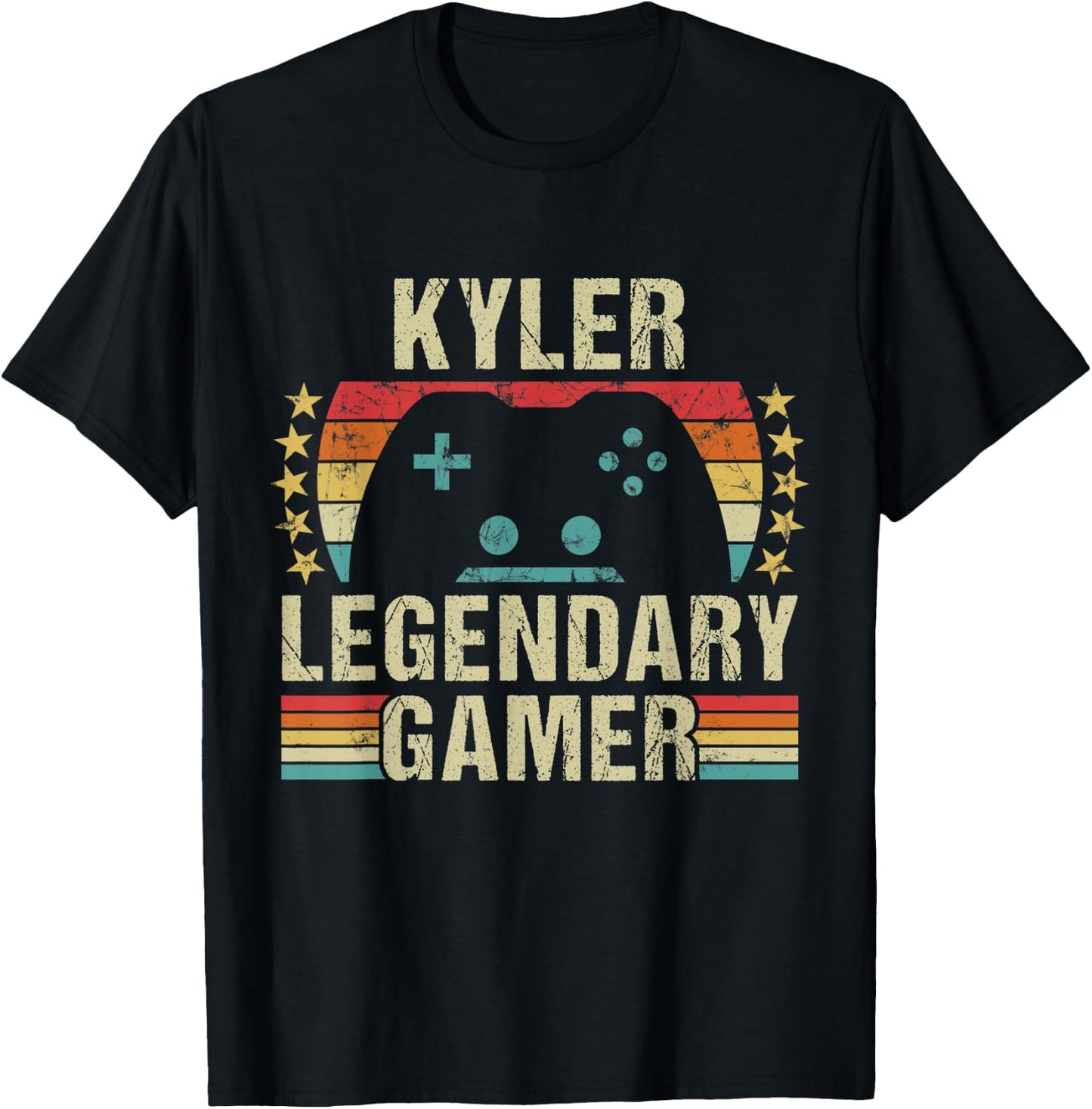 Kyler Gamer Retro Gaming Vintage Game Personalized 70s T-Shirt - T-Shirt | Black
