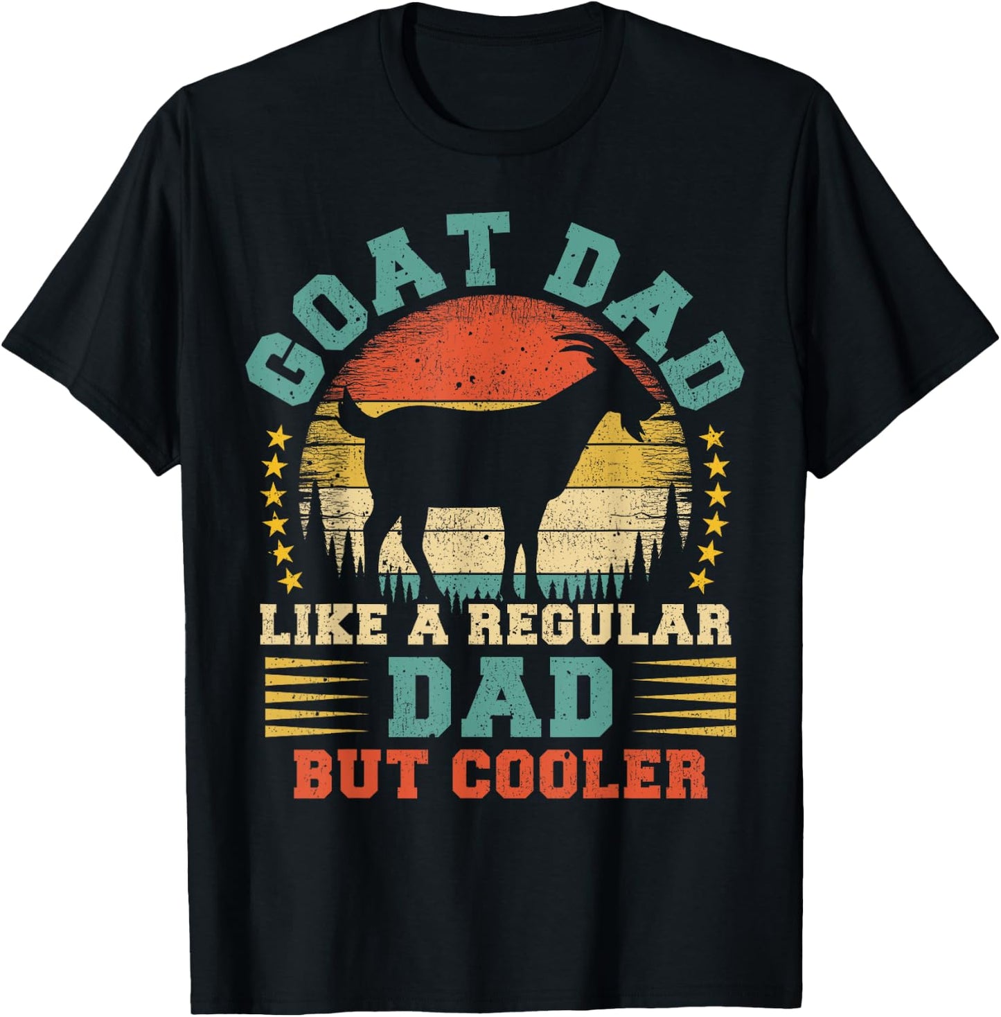 Vintage Goat Dad Like A Regular Dad Goat Father's Day T-Shirt - T-Shirt | Black
