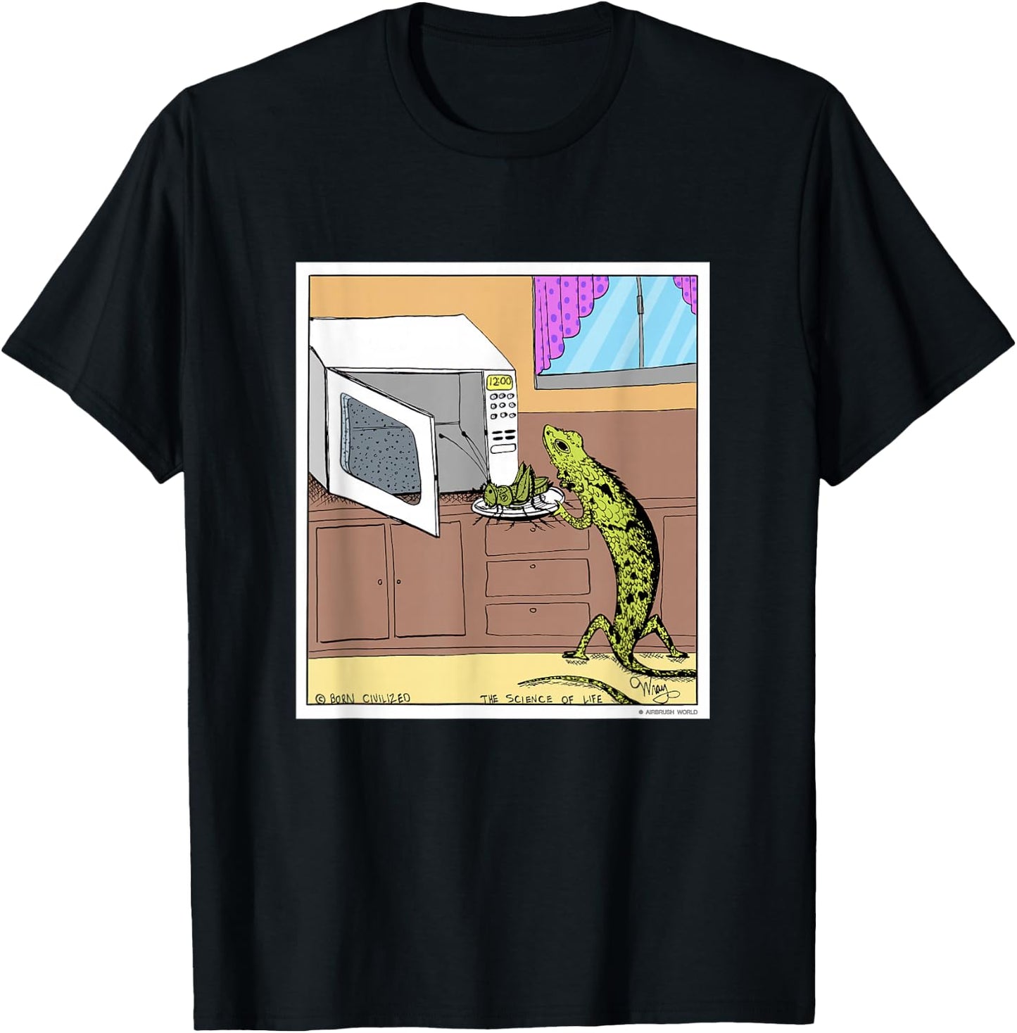 Lizard Microwave Dinner Funny Reptile Novelty Gift T-Shirt - T-Shirt | Black