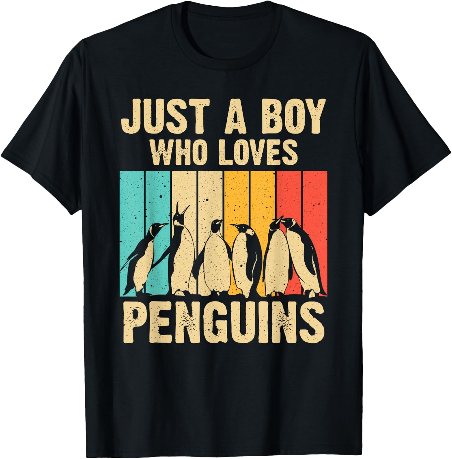 Cute Penguin Art Boys Kids Men Bird Zoologist Penguin Lovers T-Shirt - T-Shirt | Black