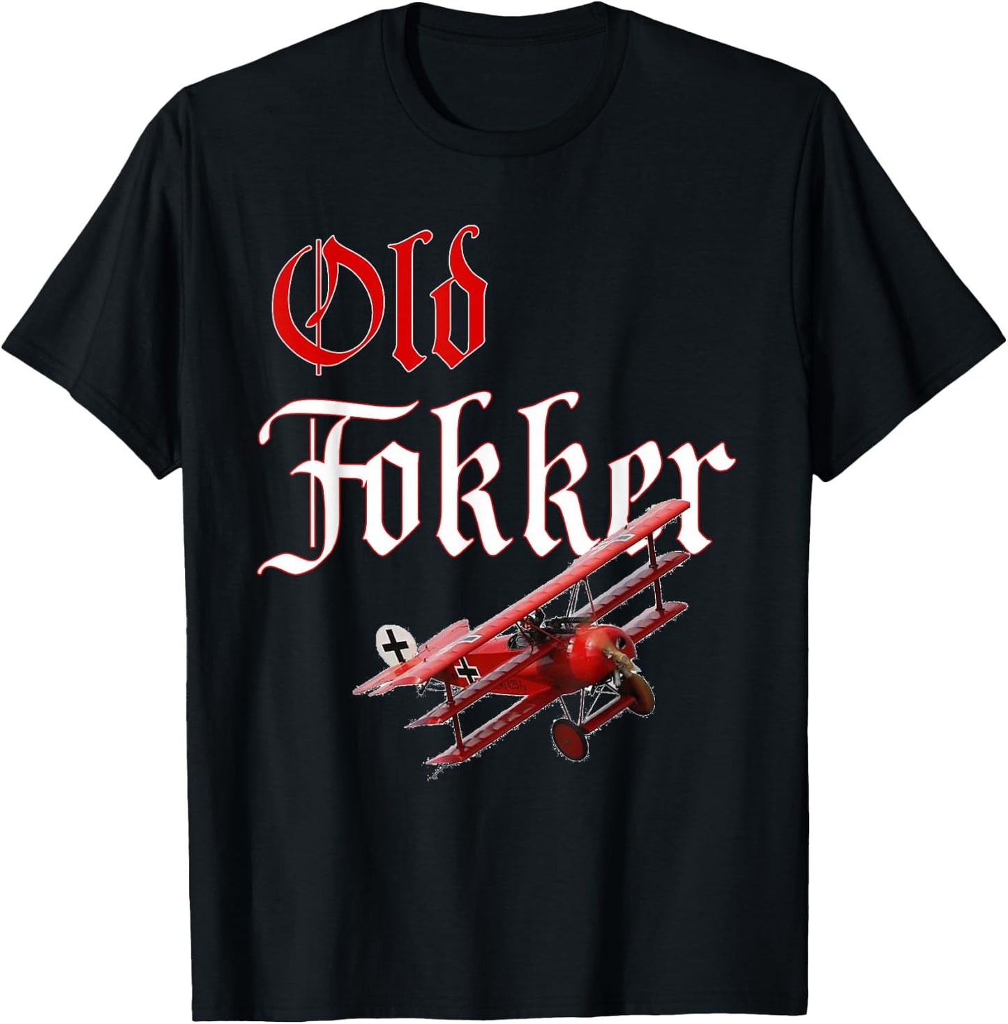 Old Fokker DR1 Triplane WW1 Fighter Plane Gift T-Shirt - T-Shirt | Black
