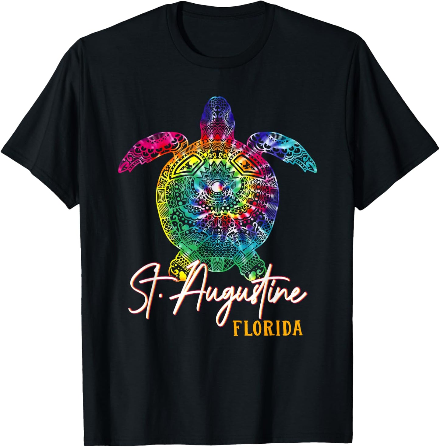 St. Augustine Tie Dye Sea Turtle Matching Family Vacation T-Shirt - T-Shirt | Black