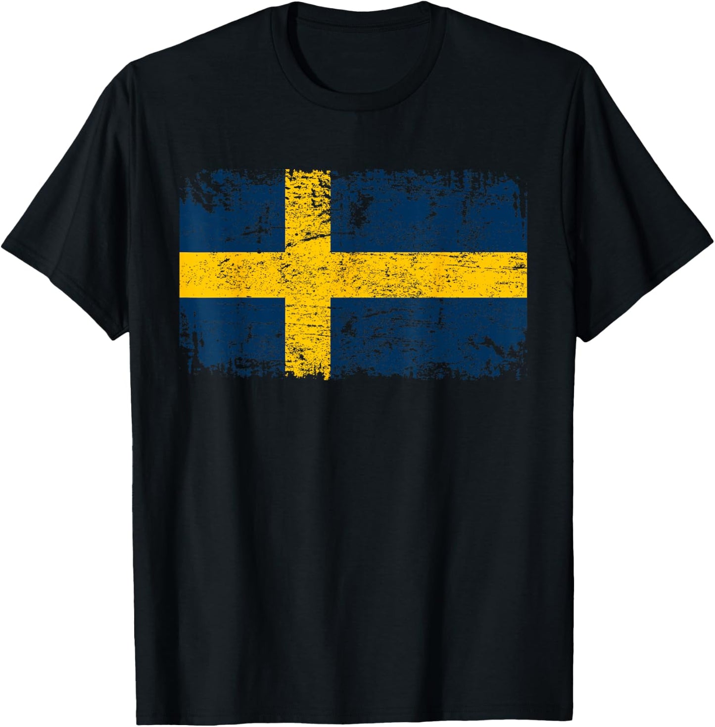 SWEDEN Flag | Men Women Kids | Vintage SWEDEN T-Shirt - T-Shirt | Black