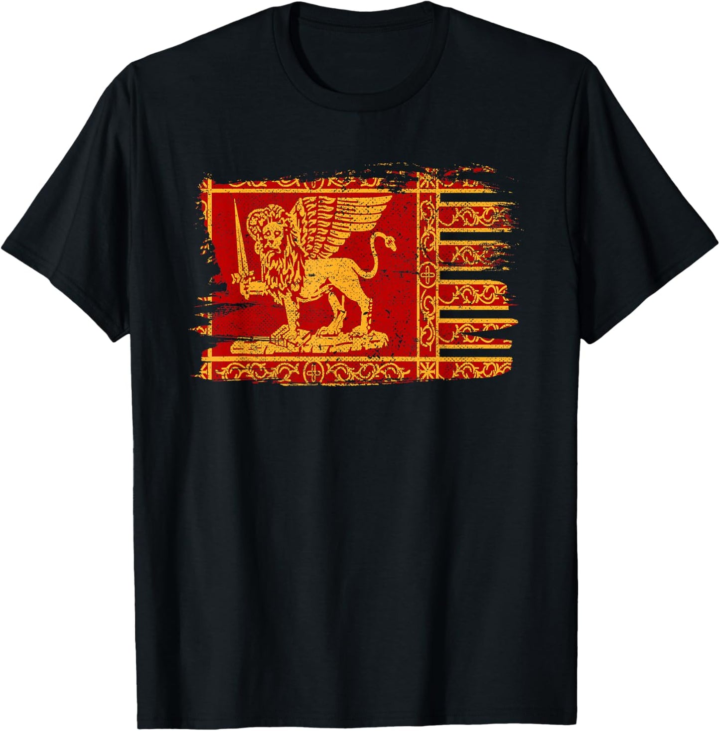 Republic of Venice Veneto Italy Flag Winged Lion Gonfalone T-Shirt - T-Shirt | Black