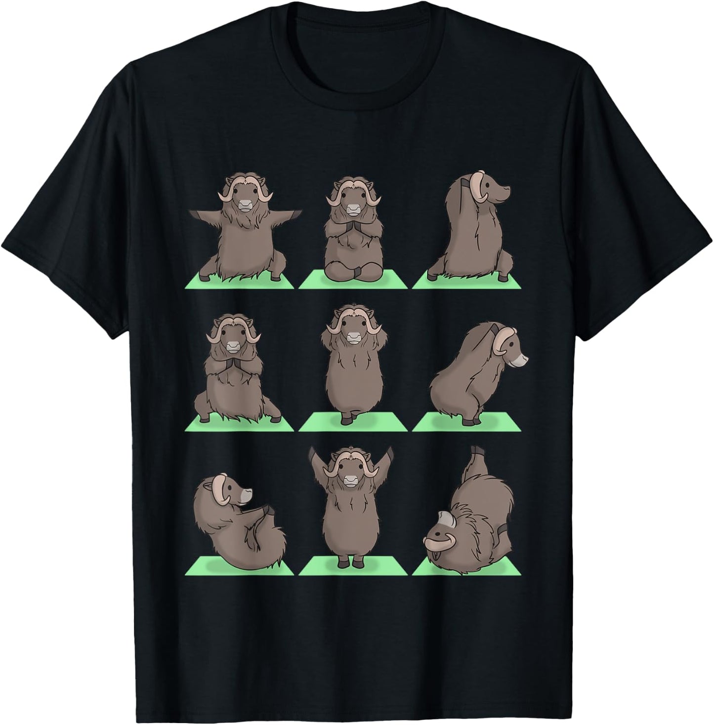 Musk Ox Yoga Pose Zen Cute Workout Exercise Yogi Funny T-Shirt - T-Shirt | Black