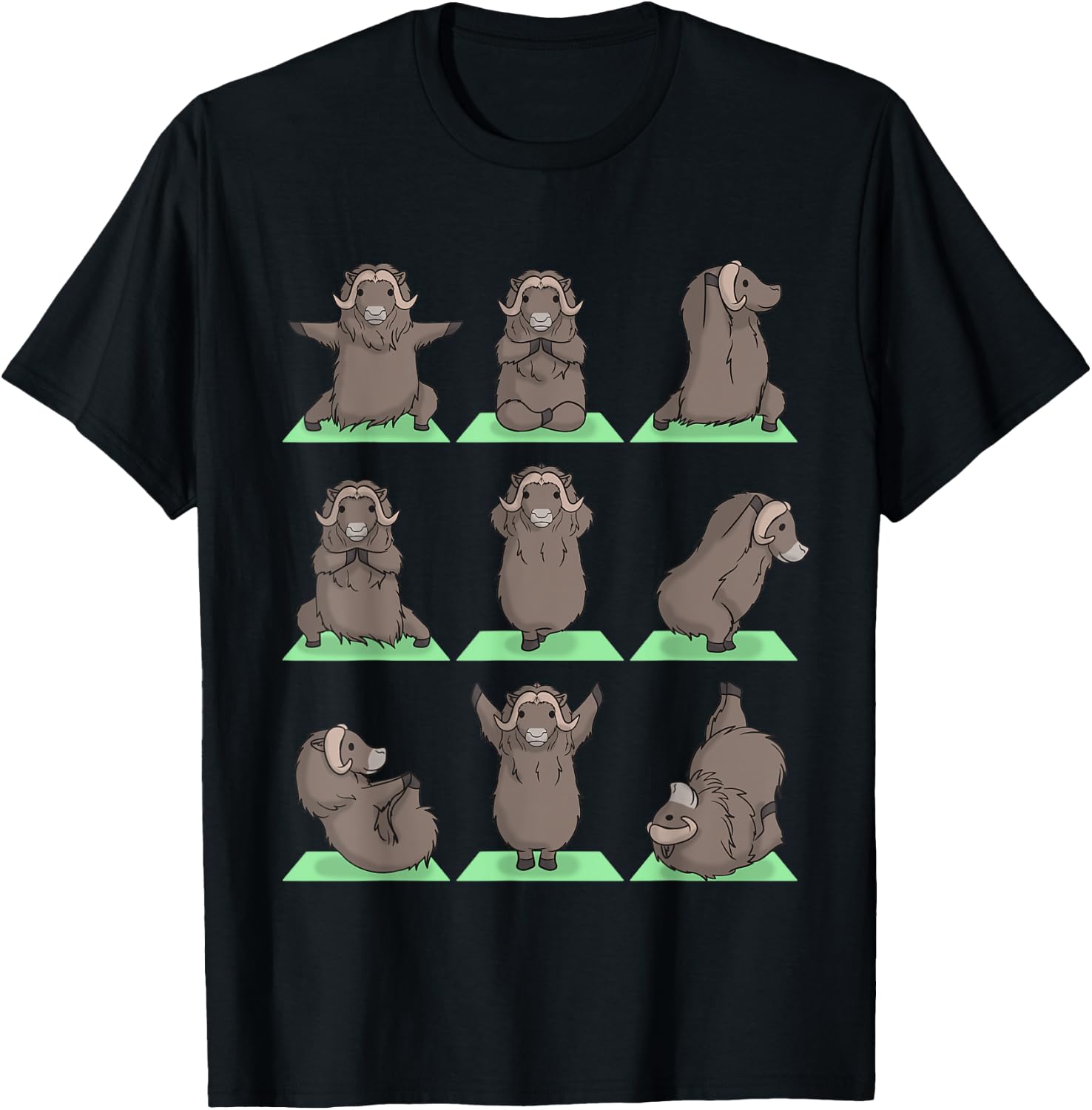 Musk Ox Yoga Pose Zen Cute Workout Exercise Yogi Funny T-Shirt - T-Shirt | Black