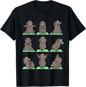 Musk Ox Yoga Pose Zen Cute Workout Exercise Yogi Funny T-Shirt - T-Shirt | Black
