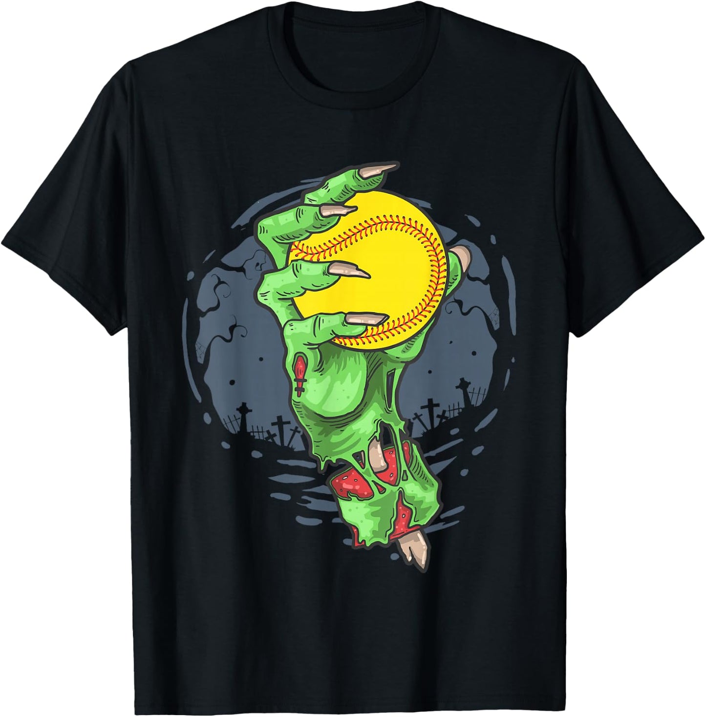 Softball Zombie Hand Softball Player Halloween Costume T-Shirt - T-Shirt | Black