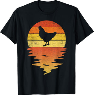 Chicken shirt 70s vintage retro sunset Chicken T-Shirt - T-Shirt | Black