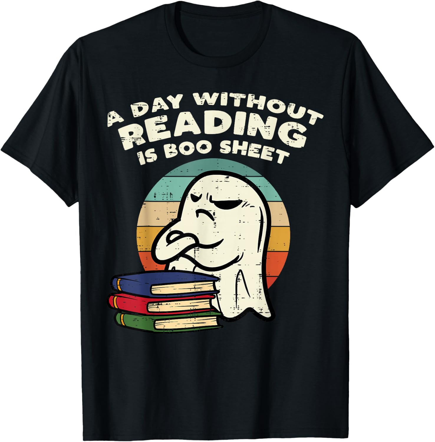 Funny Ghost Read Book Reading Librarian Halloween Men Women T-Shirt - T-Shirt | Black
