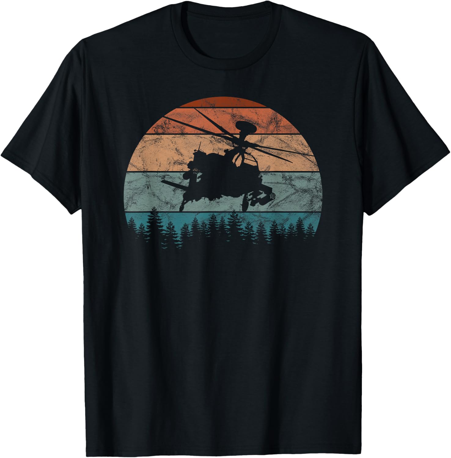 AH-64 Apache Helicopter Retro Vintage T-Shirt - T-Shirt | Black