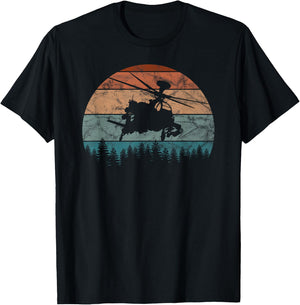 AH-64 Apache Helicopter Retro Vintage T-Shirt - T-Shirt | Black