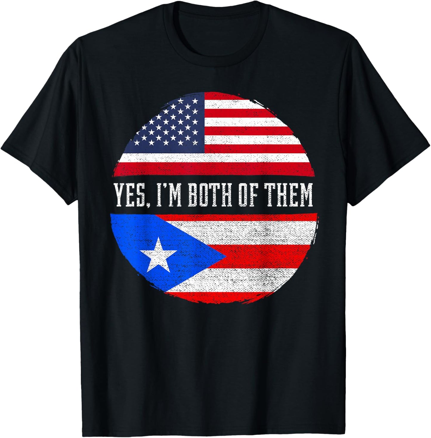 Half American Half Puerto Rican USA Flag Puerto Rico DNA T-Shirt - T-Shirt | Black