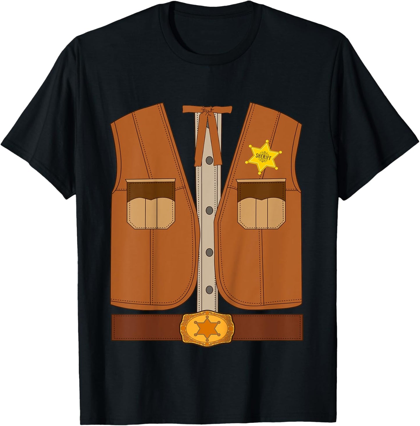 Kids Cowboy Western Sheriff Texas Kids Halloween Costume T-Shirt - T-Shirt | Black