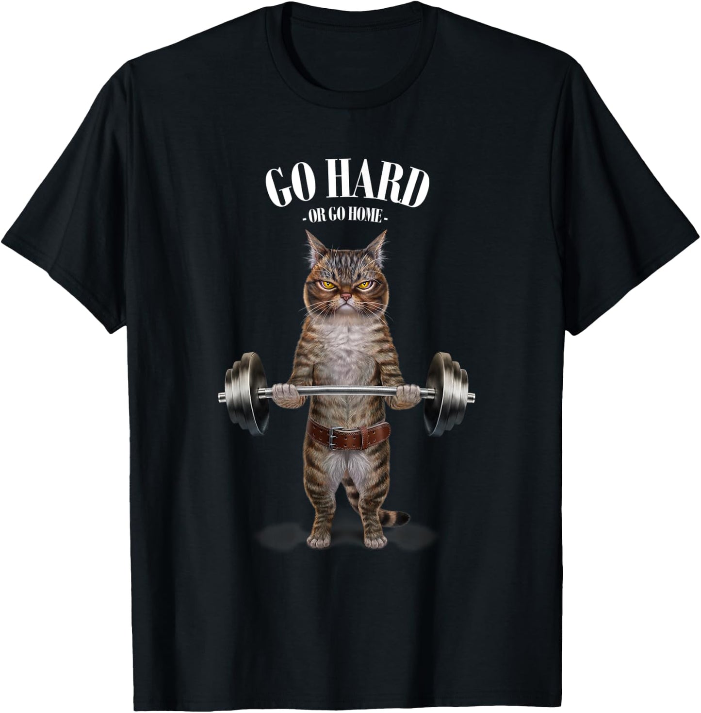 Tabby Cat Weightlifting in Fitness Gym T-Shirt - T-Shirt | Black