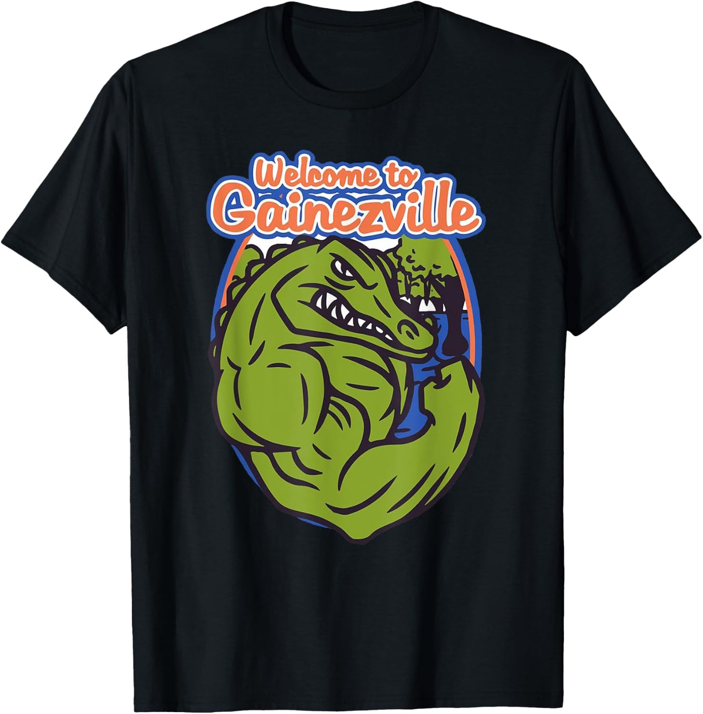 Gainezville Florida Gator flexing muscle T-Shirt - T-Shirt | Black