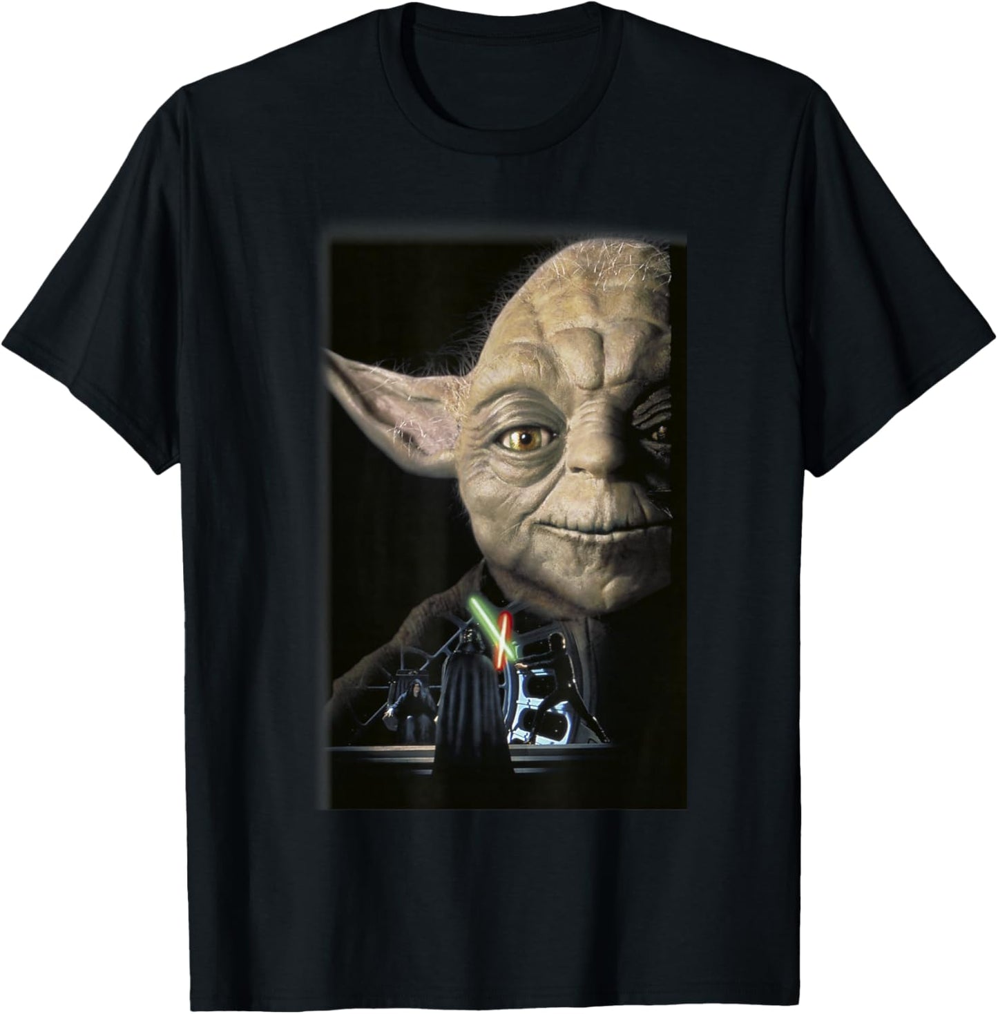 Star Wars Yoda Big Face Lightsaber Battle T-Shirt - T-Shirt | Black