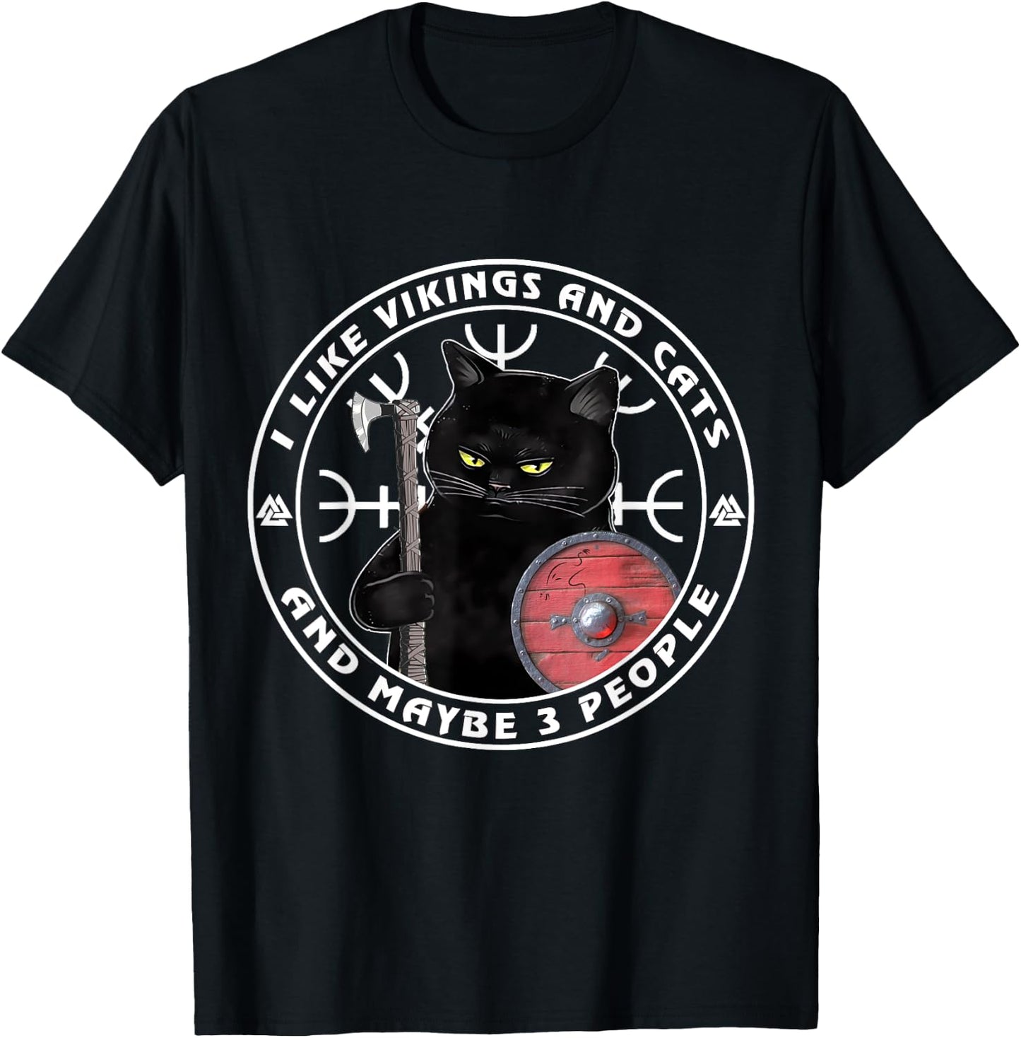 I Like Vikings And Cats And Maybe 3 People, Vikings Kitten T-Shirt - T-Shirt | Black