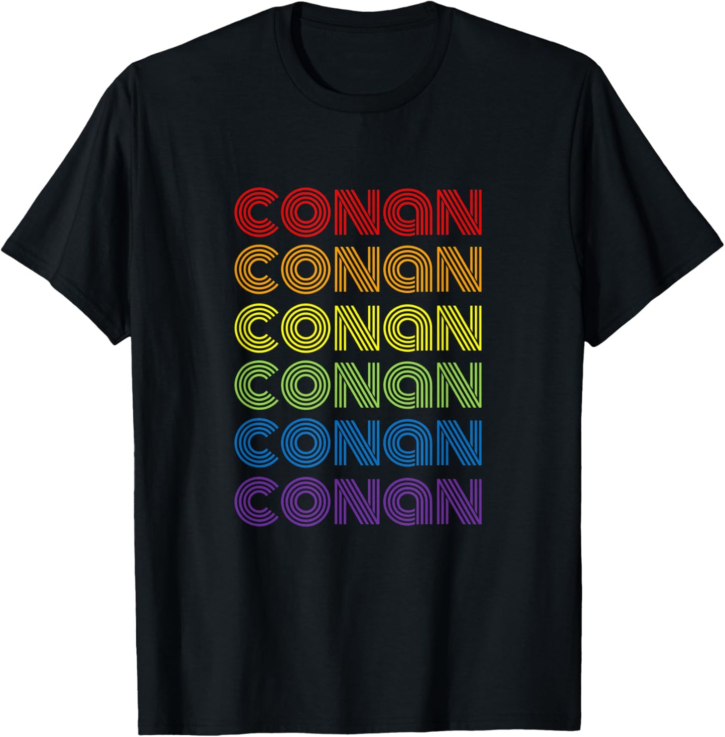 Retro Style Conan Rainbow Name T-Shirt - T-Shirt | Black