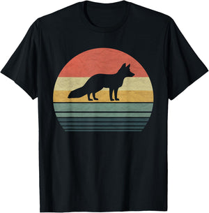 Retro Vintage Fox Gift Family Love Animals T-Shirt - T-Shirt | Black